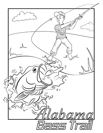 Alabama Bass Trail Coloring Sheet - Boy